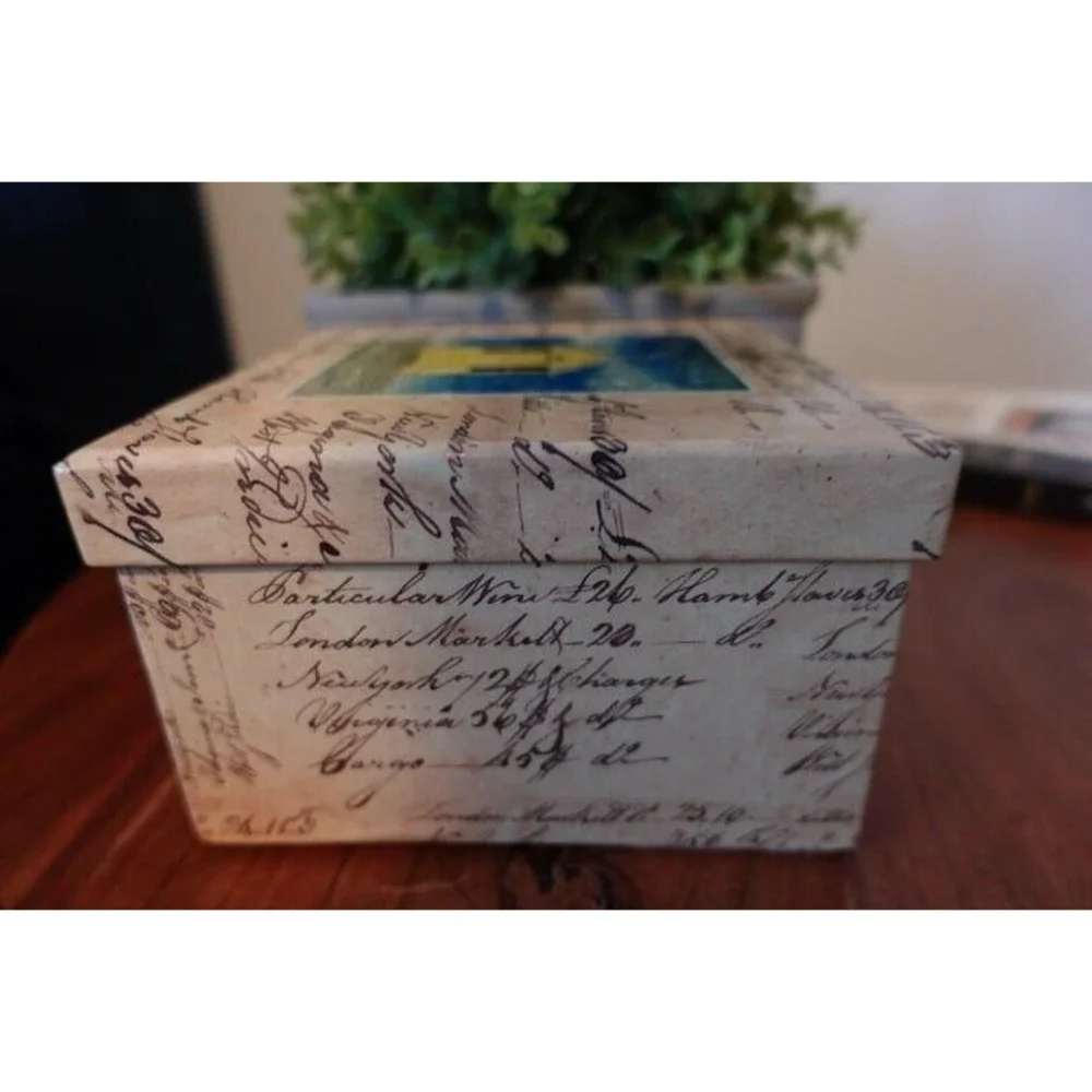 Decorative Storage Box‎ Beach Hut Nautical Script Design Keepsake Organizer